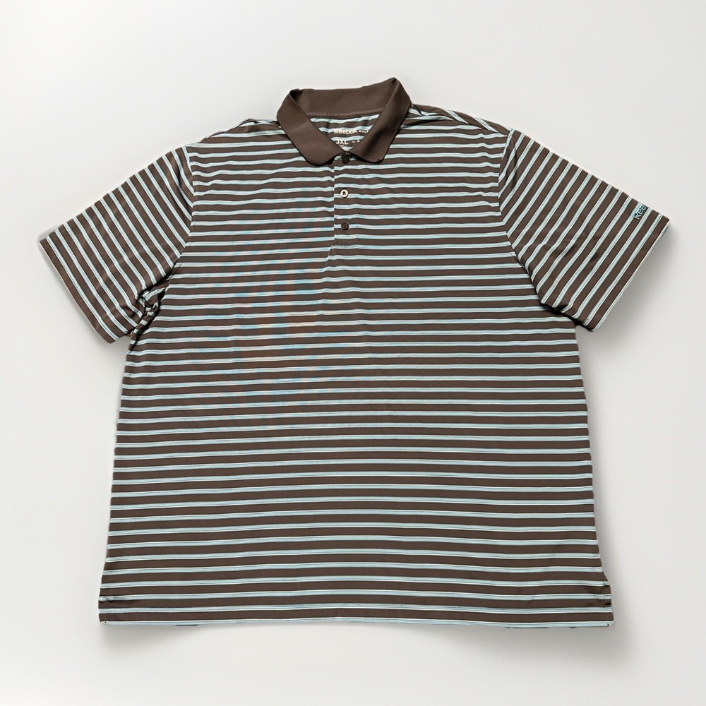 Reebok Golf Performance Polo Shirt‎ Striped Short Sleeve Button Up Men's 3XL
